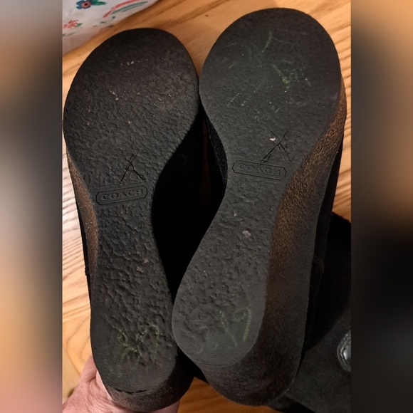 NWOT Coach Gena Black Suede & Shearling Button Up Casual Wedge Boot Shoe SZ 6M - Picture 6 of 10